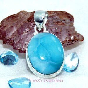 Larimar Gemstone Pendant, 925 Sterling Silver, Handmade Design Pendant, For Gift